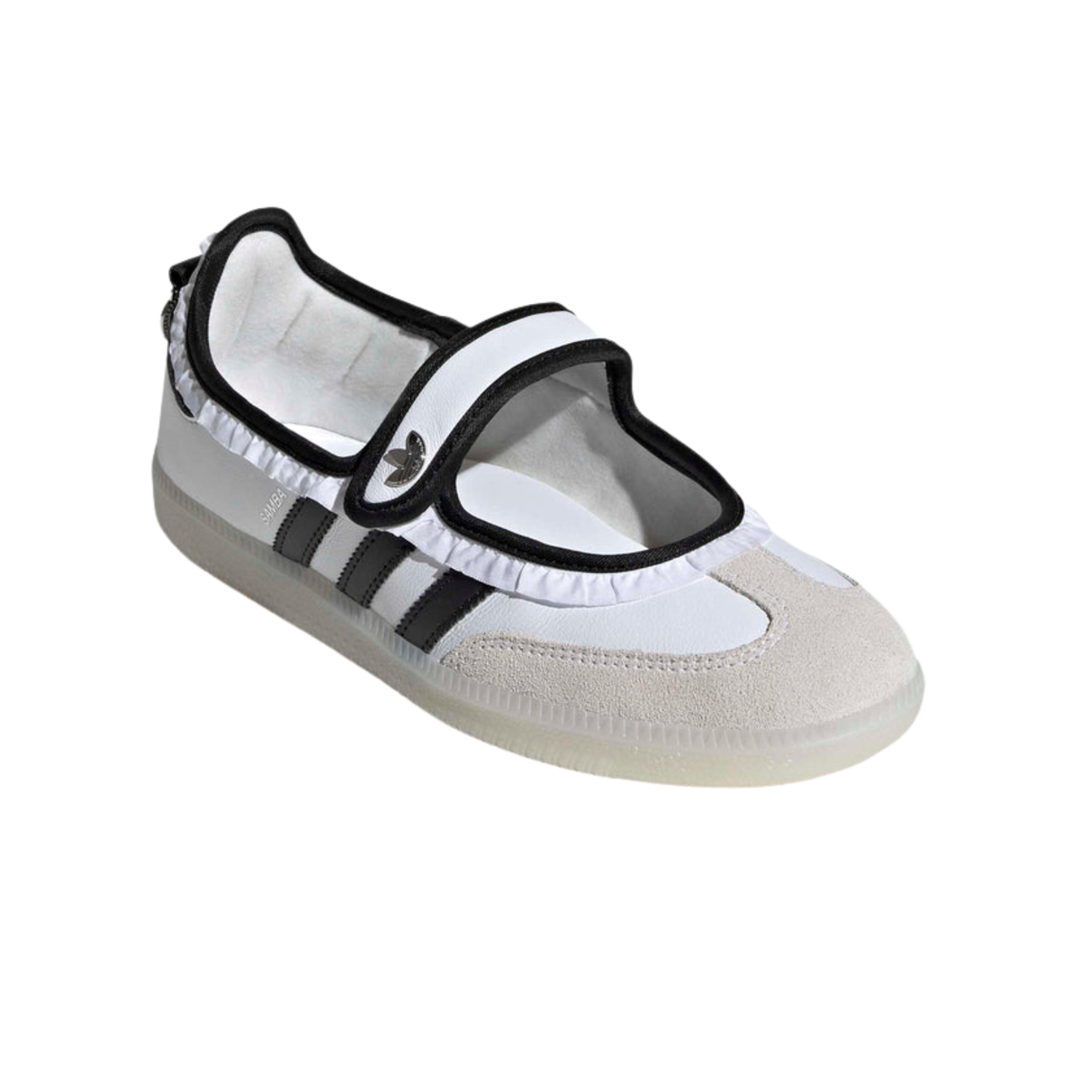adidas Samba Jane da donna bianca e nera con balza, vista laterale